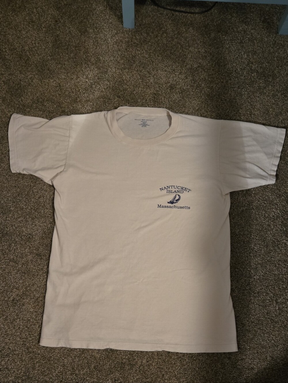 Brandy Melville Cream Short-Sleeve Nantucket Chest Logo Tee